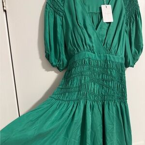 NWT: TED BAKER Taluna Dress Size 3 US 8 Smock Faux Wrap Mini Mid Green
